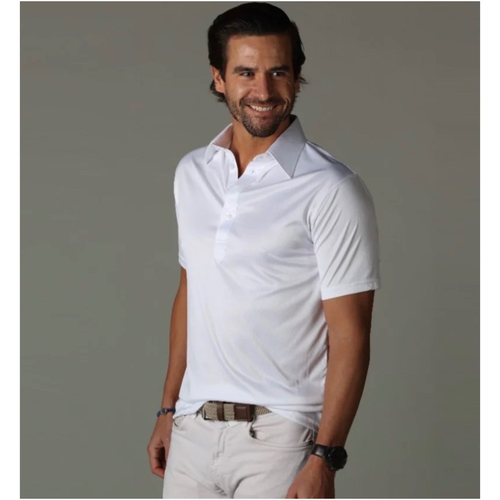 Collars & Co Men Size 3XL Polo Shirt White English Spread Collar Performance NEW - Picture 2 of 10